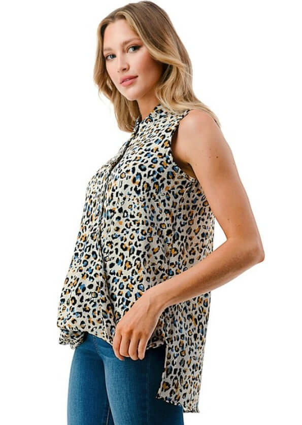 Textured Animal Print Surplice Top CLEARANCE FINAL SALE