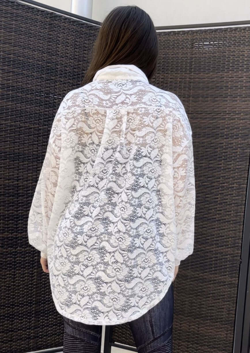 A Vacation Accessory Lace Button Down Shirt - Clearance Final Sale