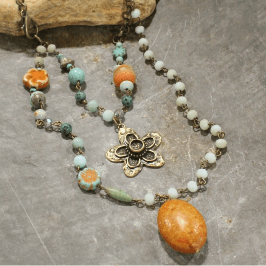 Fatima Boho Drop Layered Necklace Made in USA