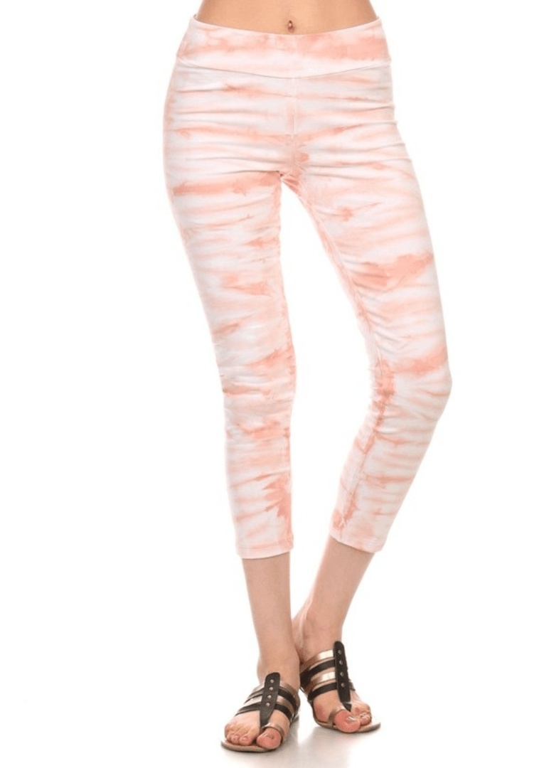 Apricot Tie Dye Capri Leggings CLEARANCE FINAL SALE