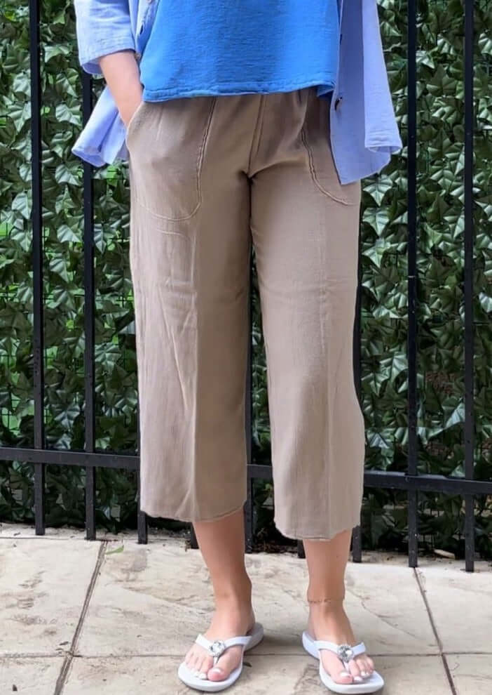 Relaxed Cotton Cropped Pants - Clearance Final Sale