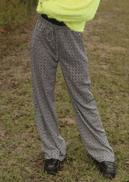 Navy Vintage Flower Print Pants - Clearance Final Sale