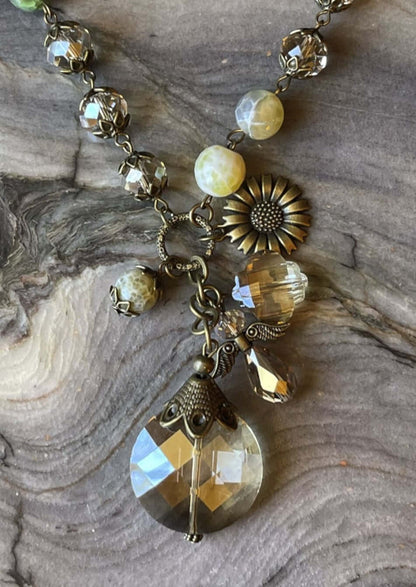 Sunflower Charm Matching Necklace & Bracelet Set Made in USA