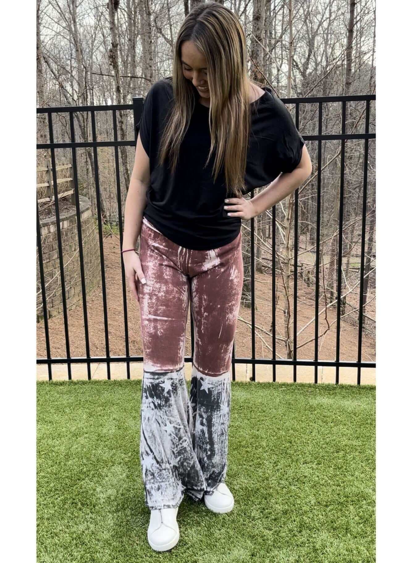 Distorted Patriotic Flare Pants CLEARANCE FINAL SALE