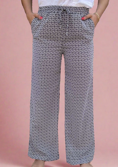 Navy Vintage Flower Print Pants - Clearance Final Sale