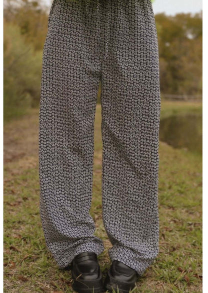 Navy Vintage Flower Print Pants - Clearance Final Sale