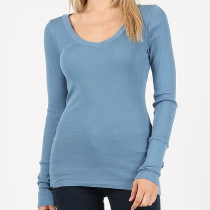 Perfect Layering Top in Chambray Blue CLEARANCE FINAL SALE