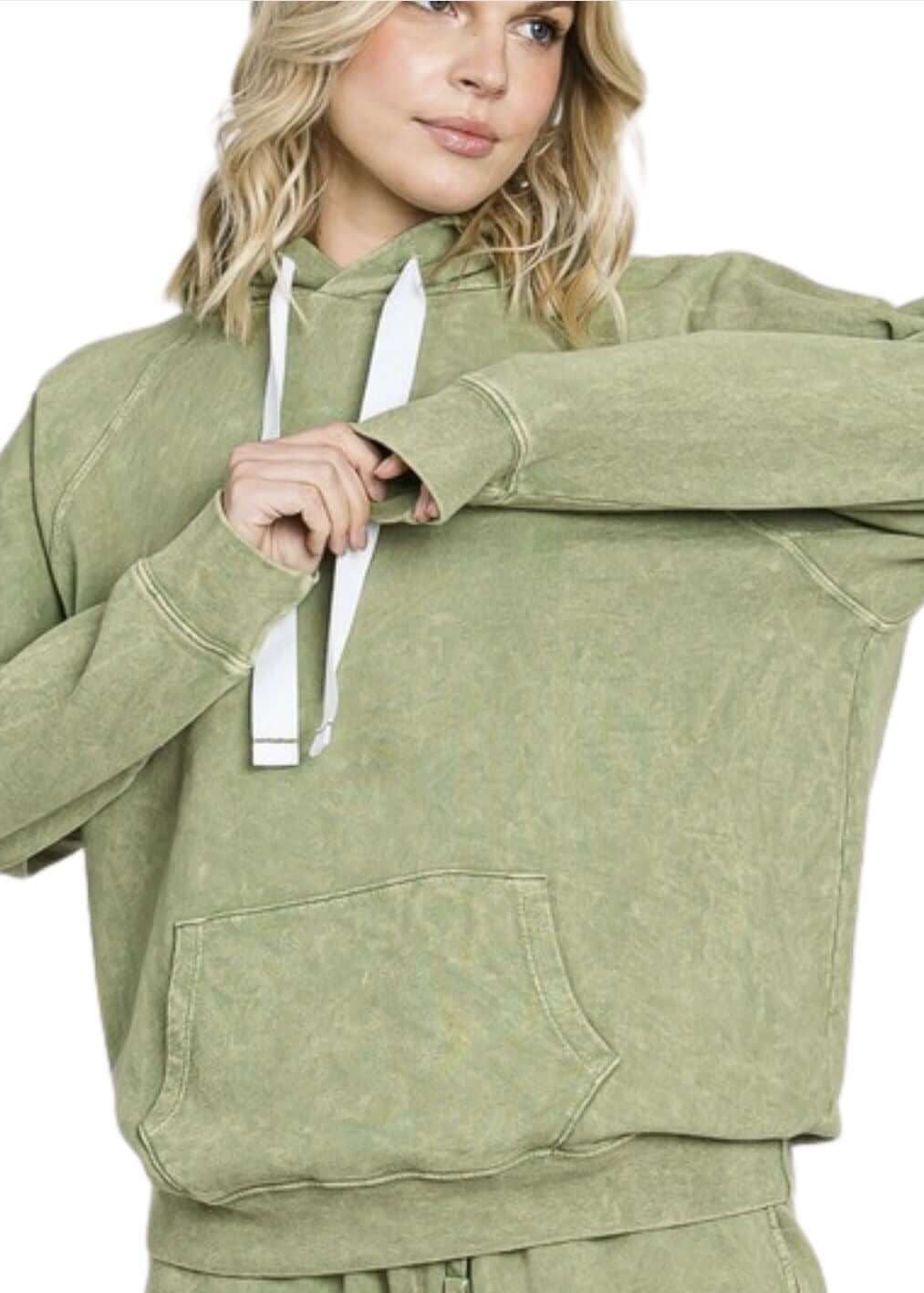 All American Mineral Washed French Terry Sweatshirt Hoodie Made in USA