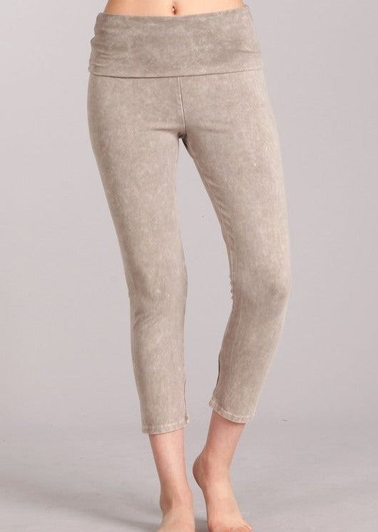 Easy Fit USA Cotton Capri Leggings Made in USA In Stone