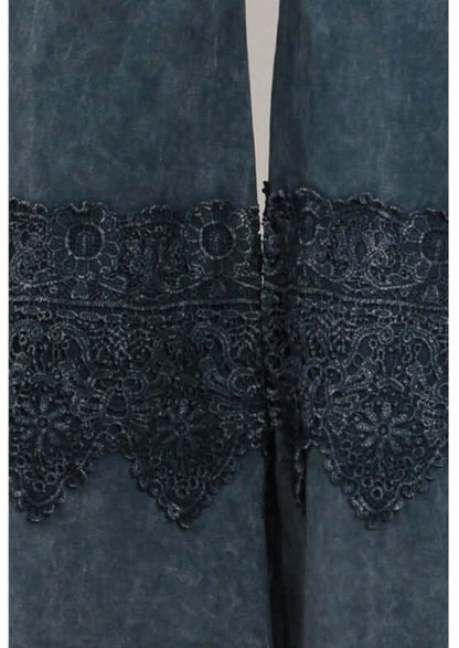 Stand Out Cropped Flare Pants with Crochet Detail Made in USA