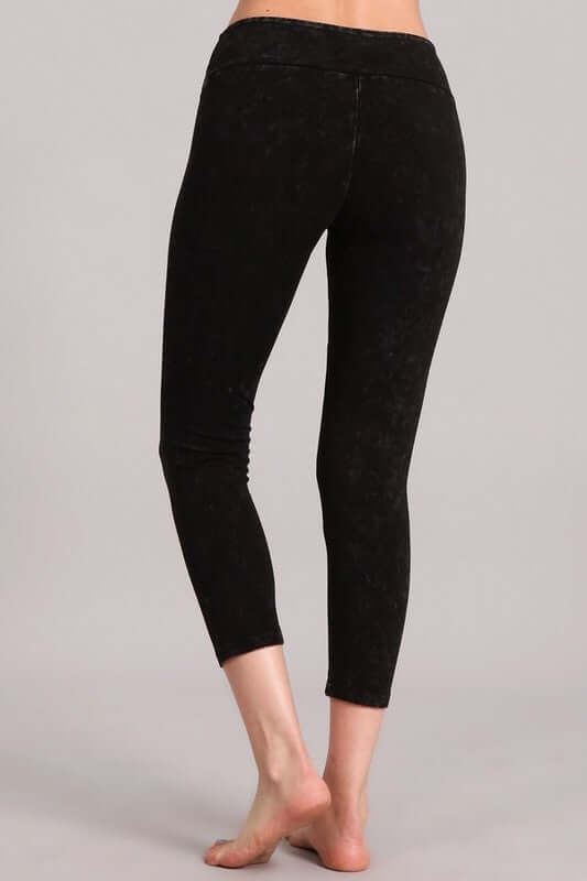 Tummy Control Mineral Washed Capri Leggings Made in USA