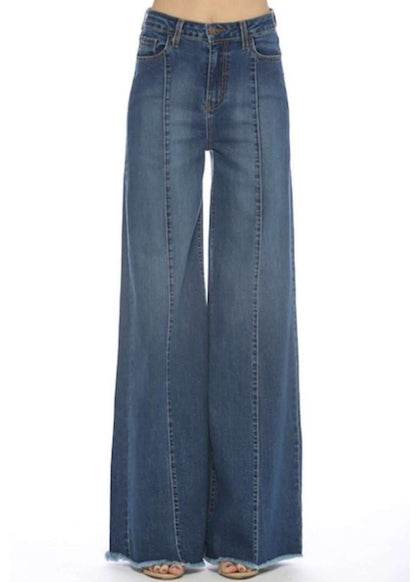 High Waist Flare Leg Denim Jeans - Clearance Final Sale