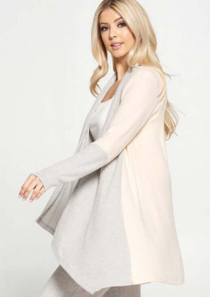 Color Block Draped Cardigan Made in USA