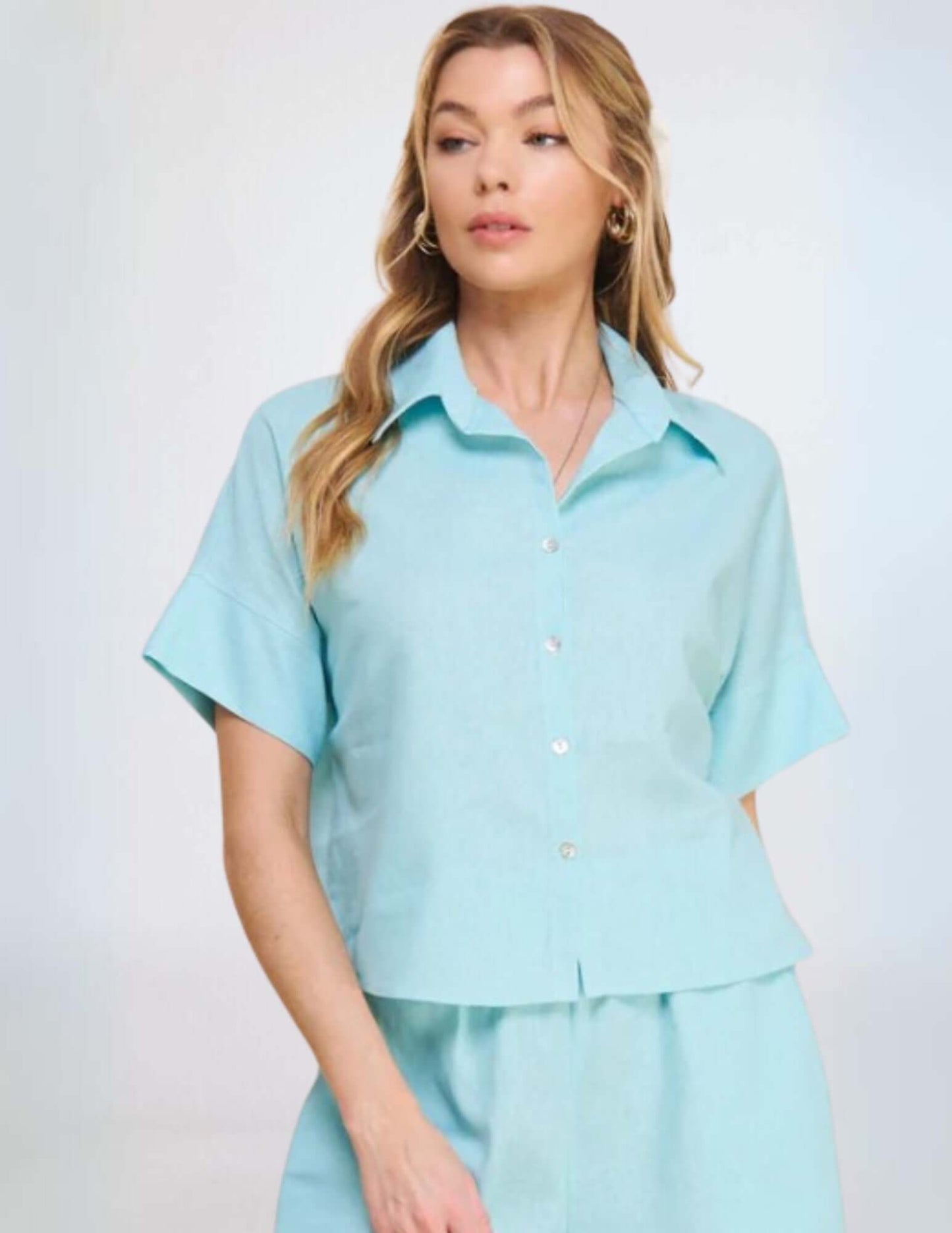 Amari Linen Blend Button Down Top CLEARANCE FINAL SALE
