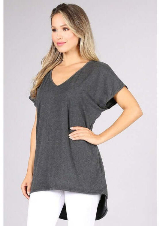 High Low V-Neck Super Comfy Tee - Clearance Final Sale