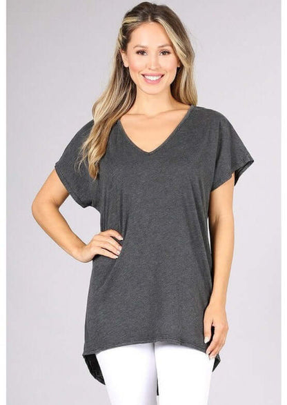 High Low V-Neck Super Comfy Tee - Clearance Final Sale