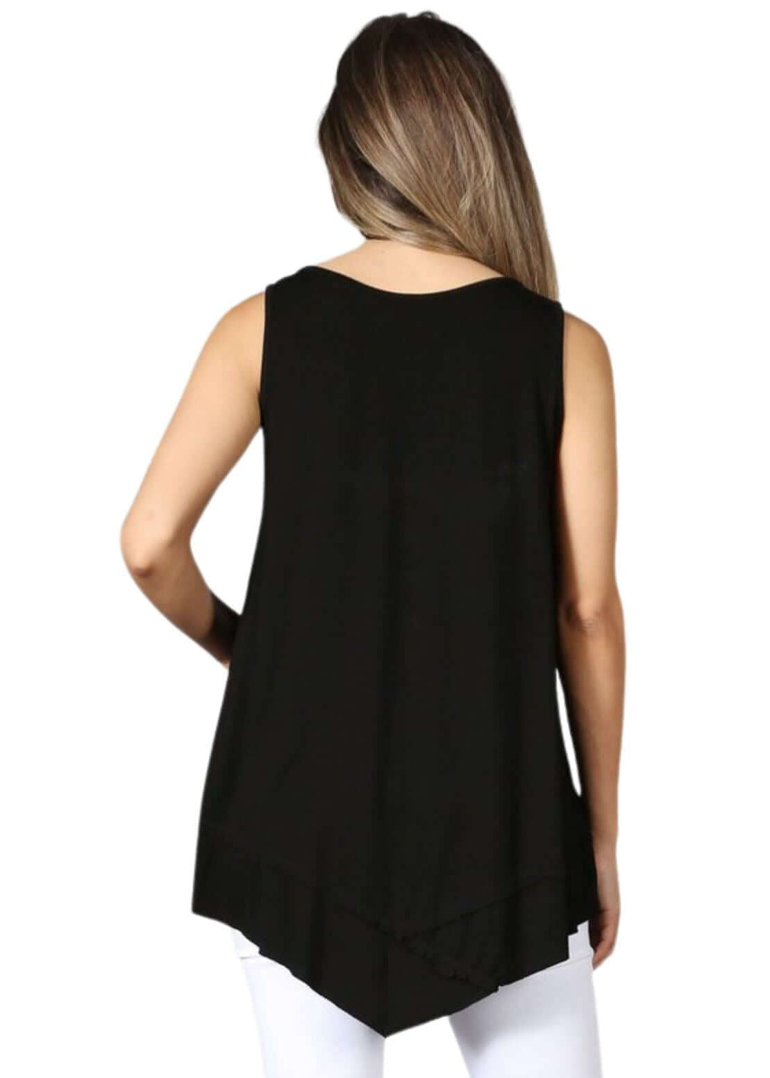 Flattering Sleeveless Tunic in Black