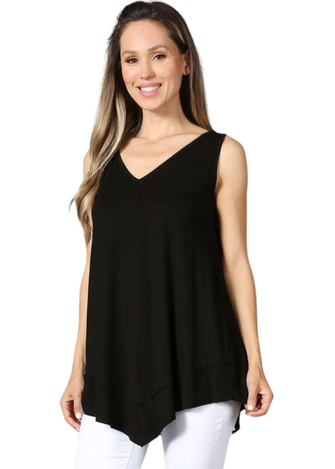 Flattering Sleeveless Tunic in Black