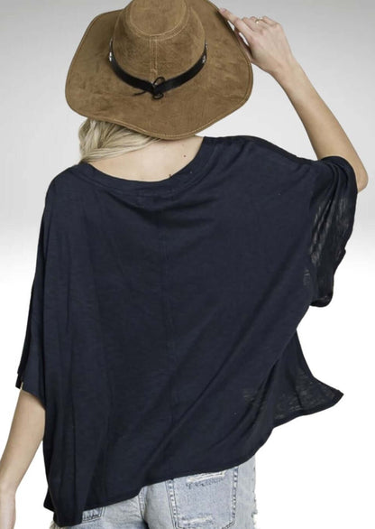 V-Neck Boxy Slub Tee Made in USA