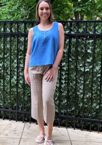 Relaxed Cotton Cropped Pants - Clearance Final Sale
