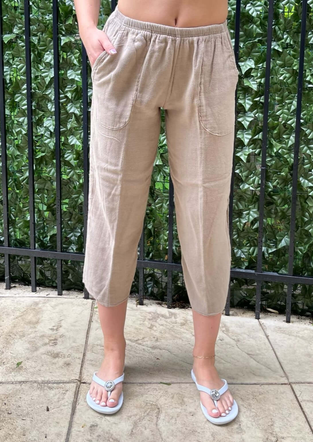 Relaxed Cotton Cropped Pants - Clearance Final Sale