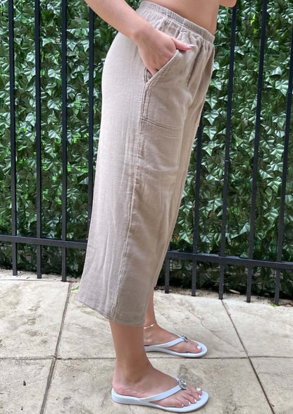 Relaxed Cotton Cropped Pants - Clearance Final Sale