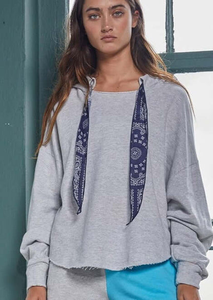 French Terry Bandana Drawstring  Hoodie