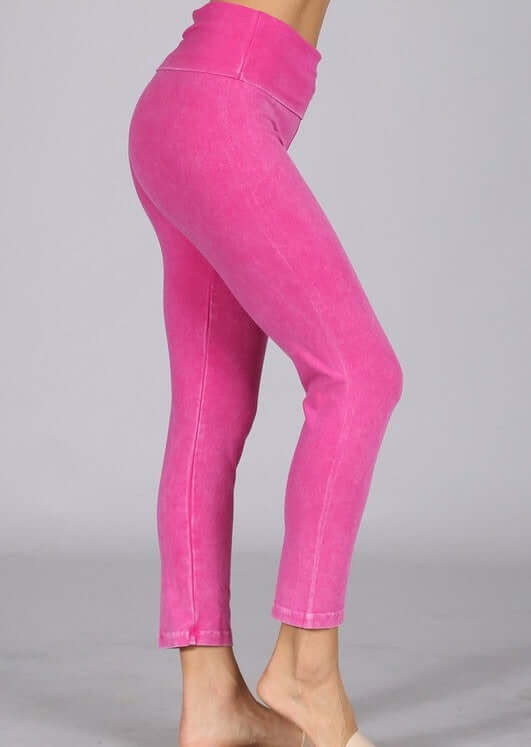 Easy Fit USA Cotton Capri Leggings Made in USA in Fuchsia