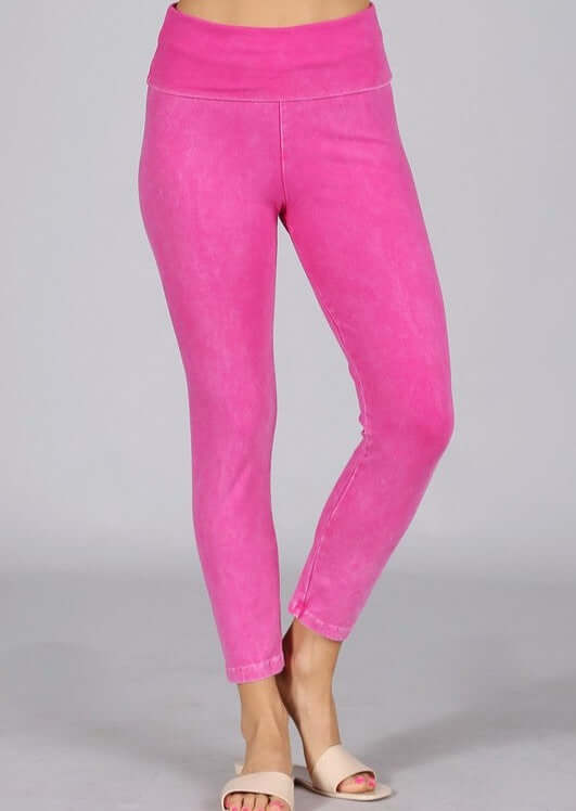 Easy Fit USA Cotton Capri Leggings Made in USA in Fuchsia