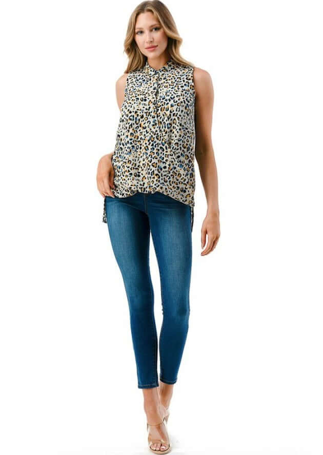 Textured Animal Print Surplice Top CLEARANCE FINAL SALE