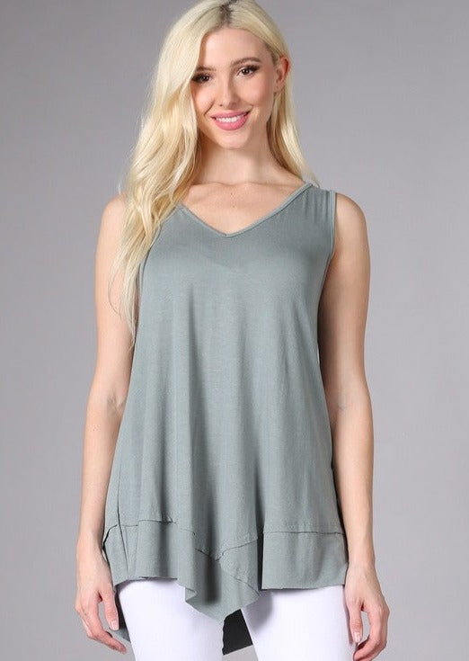 Flattering Sleeveless Tunic Light Sage