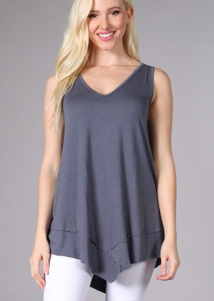 Flattering Sleeveless Tunic Slate Grey