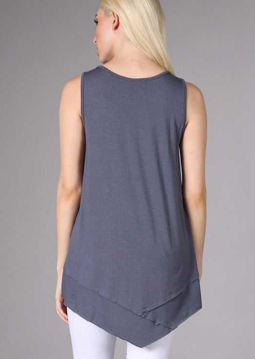 Flattering Sleeveless Tunic Slate Grey