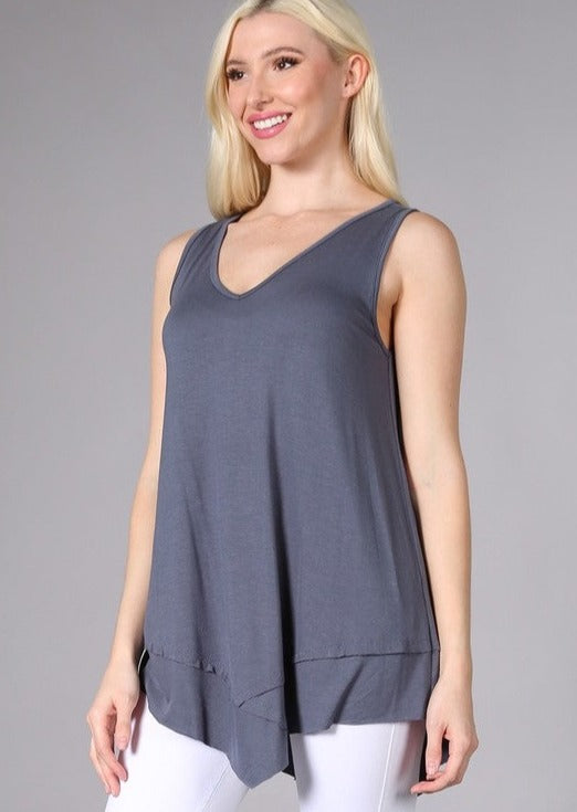 Flattering Sleeveless Tunic Slate Grey