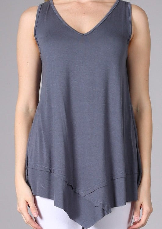 Flattering Sleeveless Tunic Slate Grey