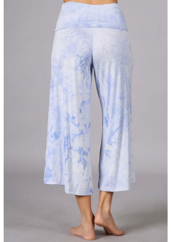 Summer Comfort Tie Dye Fold Over Waist Gaucho Pants CLEARANCE FINAL SALE
