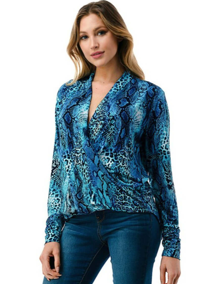The Blues Fashion Surplice Top CLEARANCE FINAL SALE