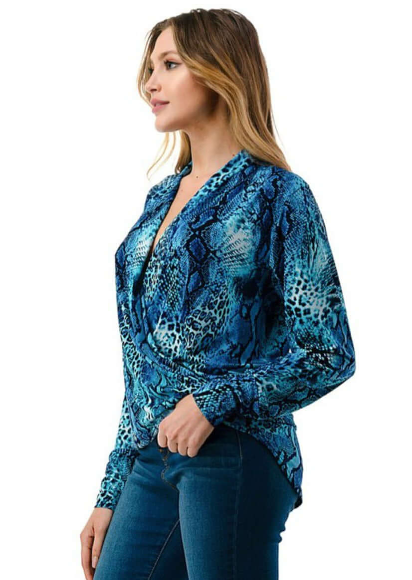 The Blues Fashion Surplice Top CLEARANCE FINAL SALE