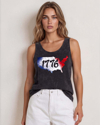 United States Map with 1776 Patriotic Tank Top Made in USA