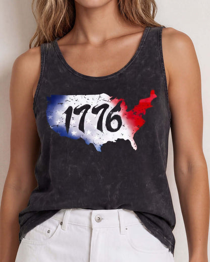 United States Map with 1776 Patriotic Tank Top Made in USA