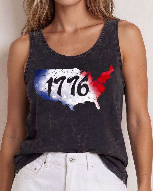 United States Map with 1776 Patriotic Tank Top Made in USA