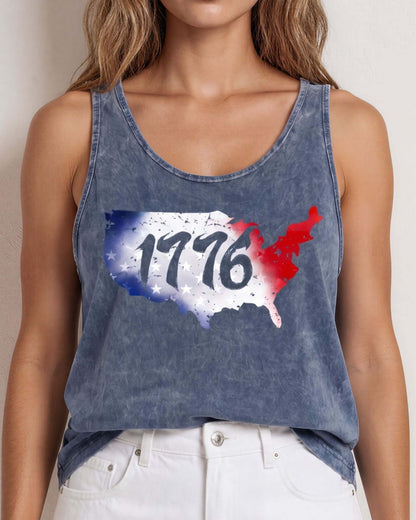 United States Map with 1776 Patriotic Tank Top Made in USA