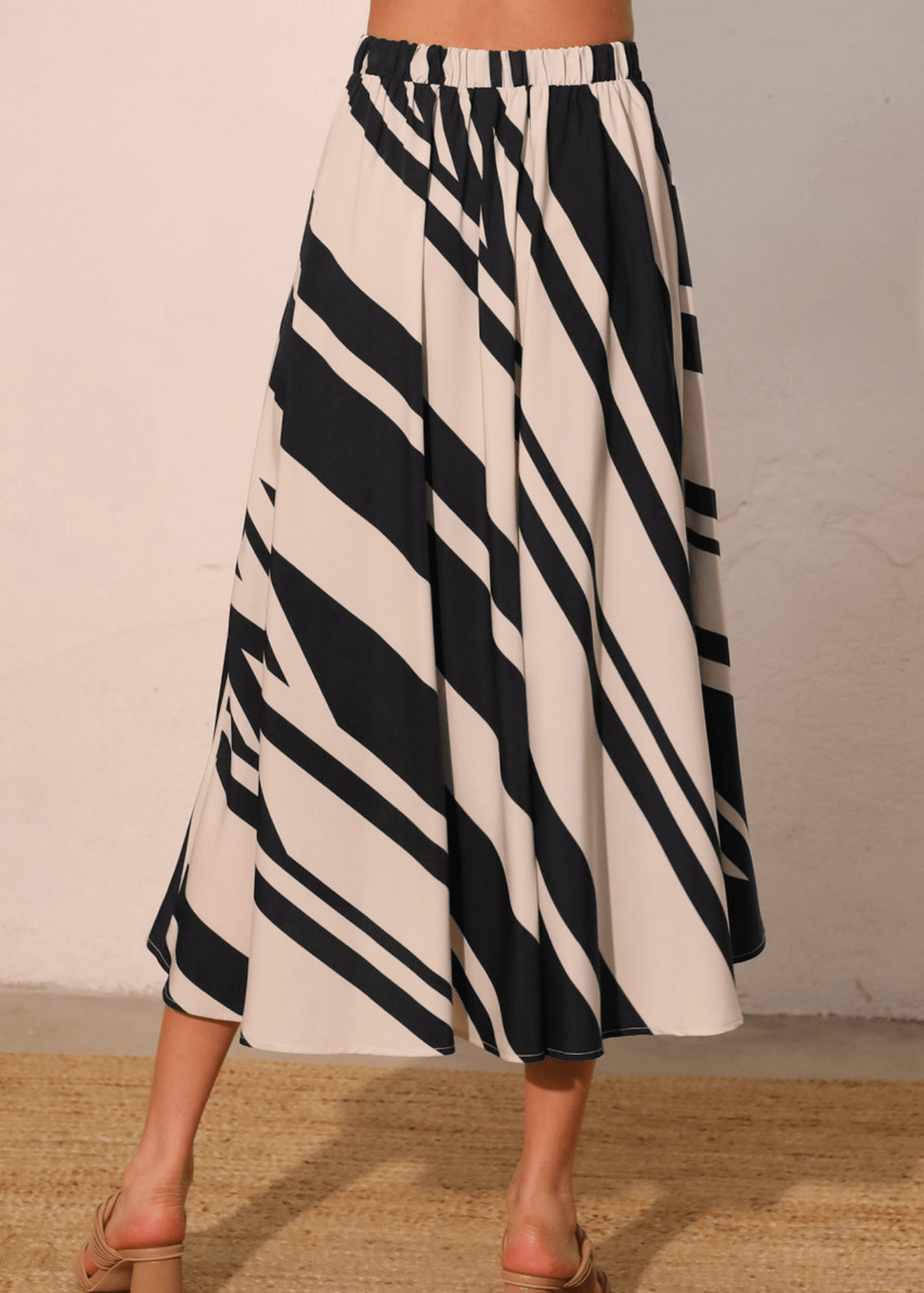 Sienna Stripes Midi Swing Skirt