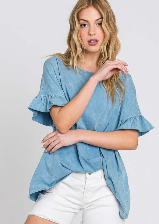 Rita Ruffled Sleeve Loose Fit Tee