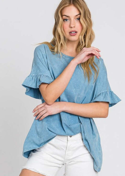 Rita Ruffled Sleeve Loose Fit Tee