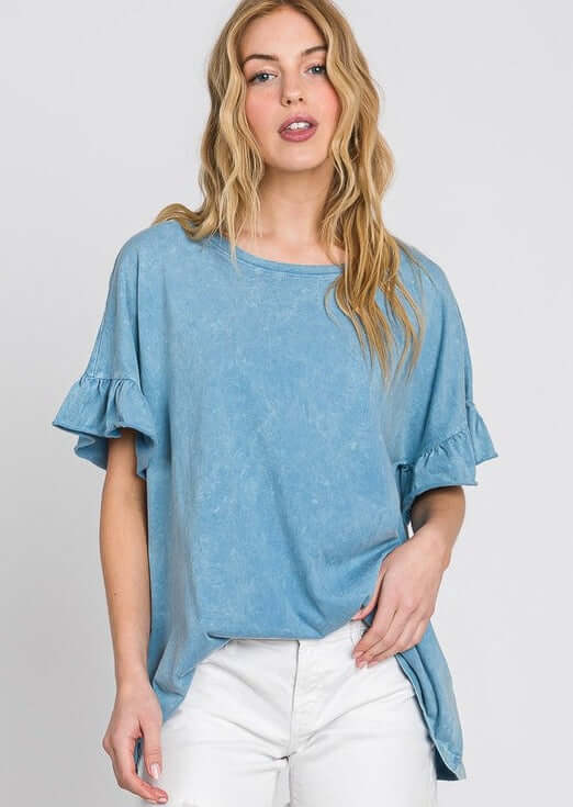 Rita Ruffled Sleeve Loose Fit Tee