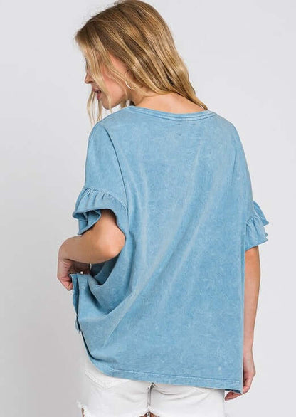 Rita Ruffled Sleeve Loose Fit Tee