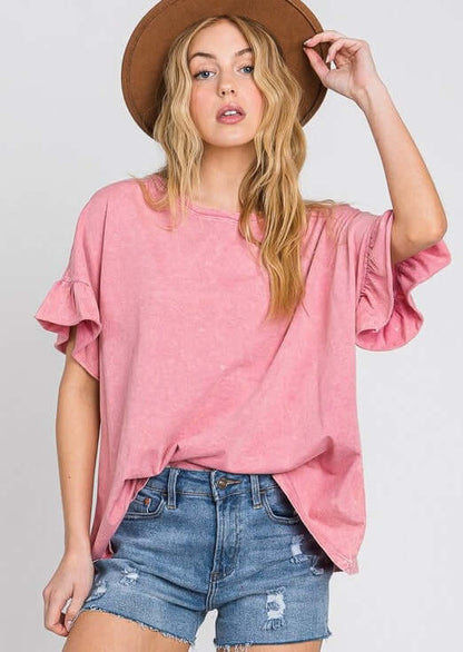 Rita Ruffled Sleeve Loose Fit Tee
