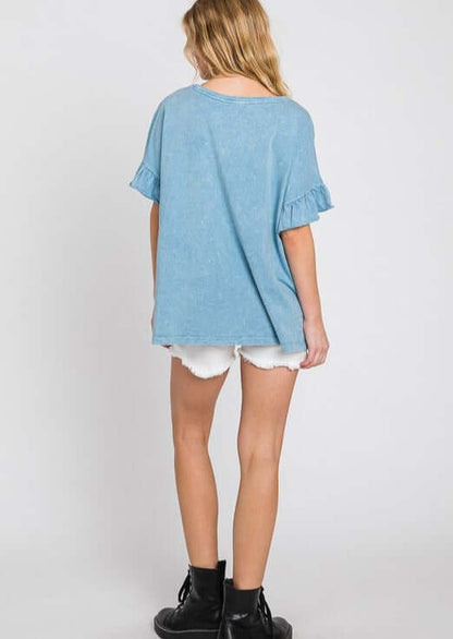 Rita Ruffled Sleeve Loose Fit Tee