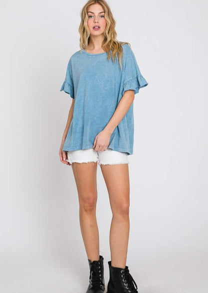 Rita Ruffled Sleeve Loose Fit Tee